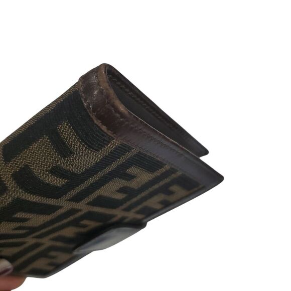 Fendi Zucca Agenda Wallet Planner Brown‎ Black Jacquard Leather Vtg - Picture 7 of 8